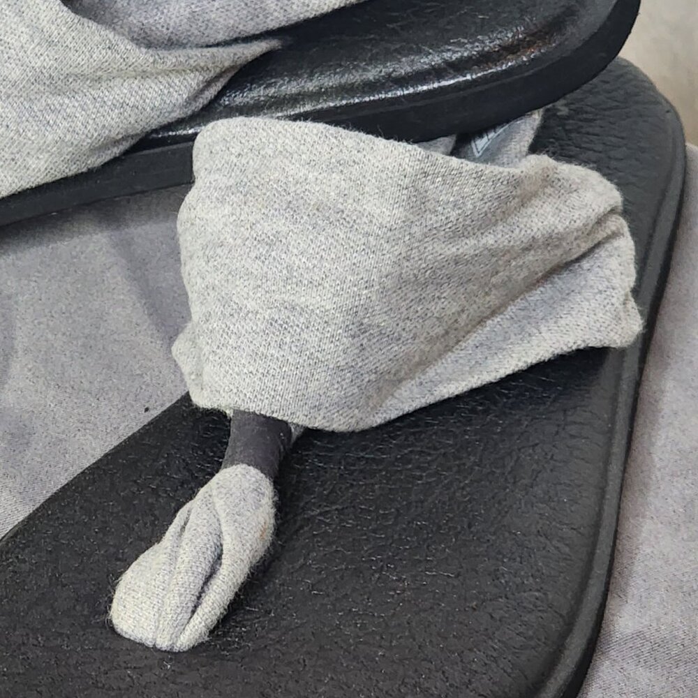 Sanuk Grey Black Ella Slip On Cushion Insole Stretch Fabric Yoga Sling Sandal 7 - Picture 3 of 16